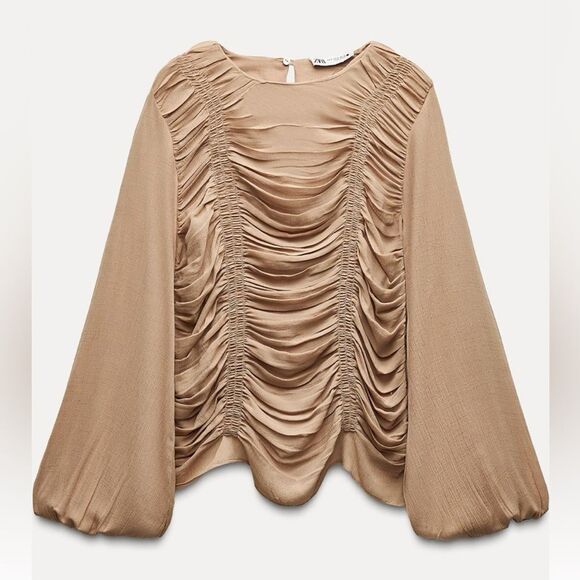 Zara viscose blend ruched draped top - Picture 1 of 5